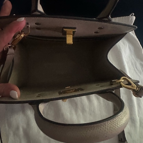 FERRAGAMO Salvatore Studio Box Mini Leather Top Handle Bag in Taupe - Picture 5 of 14